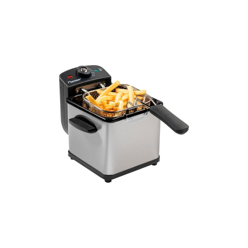 Bestron Mini Fritteuse AF100S mit Kaltzonen-Technik(edelstahl/schwarz, 1.000 Watt, 1,2 L)