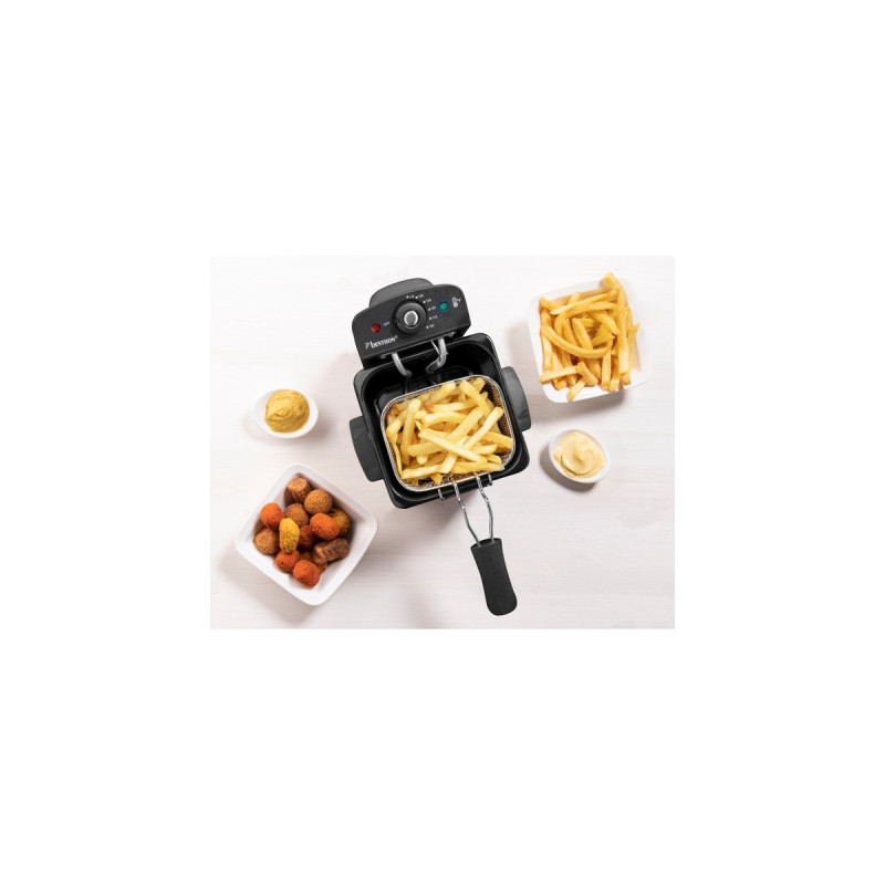 Bestron Mini Fritteuse AF100S mit Kaltzonen-Technik(edelstahl/schwarz, 1.000 Watt, 1,2 L)