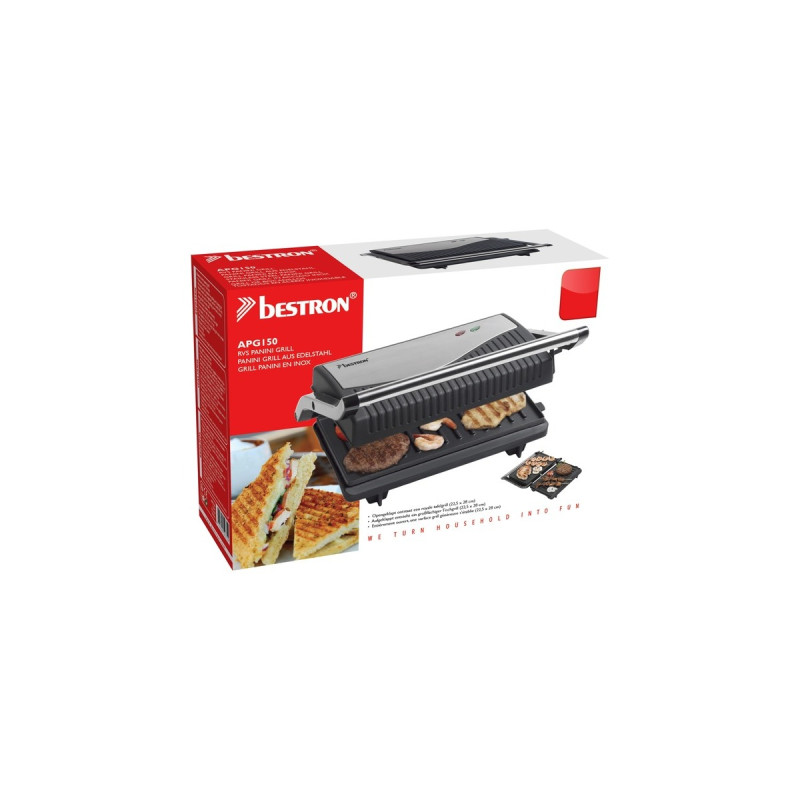 Bestron Paninigrill APG150, Kontaktgrill(silber, 750 Watt)