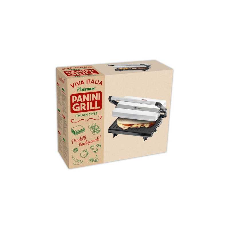 Bestron Paninigrill APM123W, Kontaktgrill(weiß/schwarz, 700 Watt)