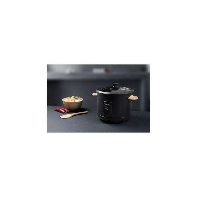 Bestron Reiskocher ARC100BW(schwarz/holz, 400 Watt, Griffe aus Bambus)