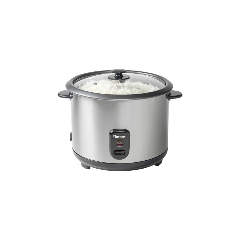 Bestron Reiskocher ARC280(edelstahl/schwarz, 1.000 Watt, mit Dampfgarer)