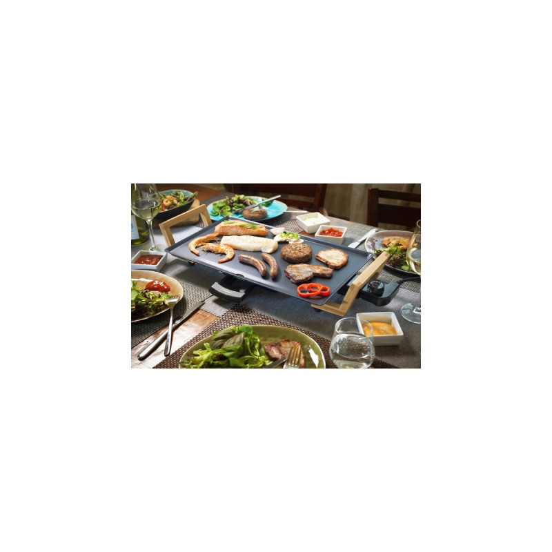 Bestron Teppanyaki Tischgrill, Elektro-Grillplatte(schwarz/holz, 2.000 Watt)