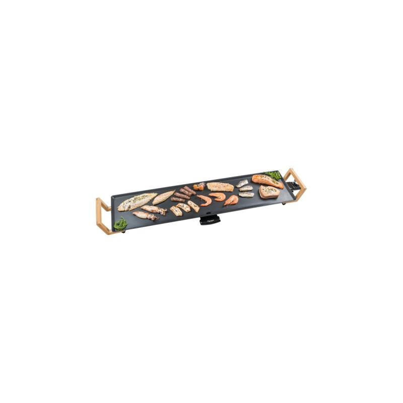Bestron Teppanyaki XXL ABP604BB, Elektro-Grillplatte(schwarz/holz, 1.800 Watt)