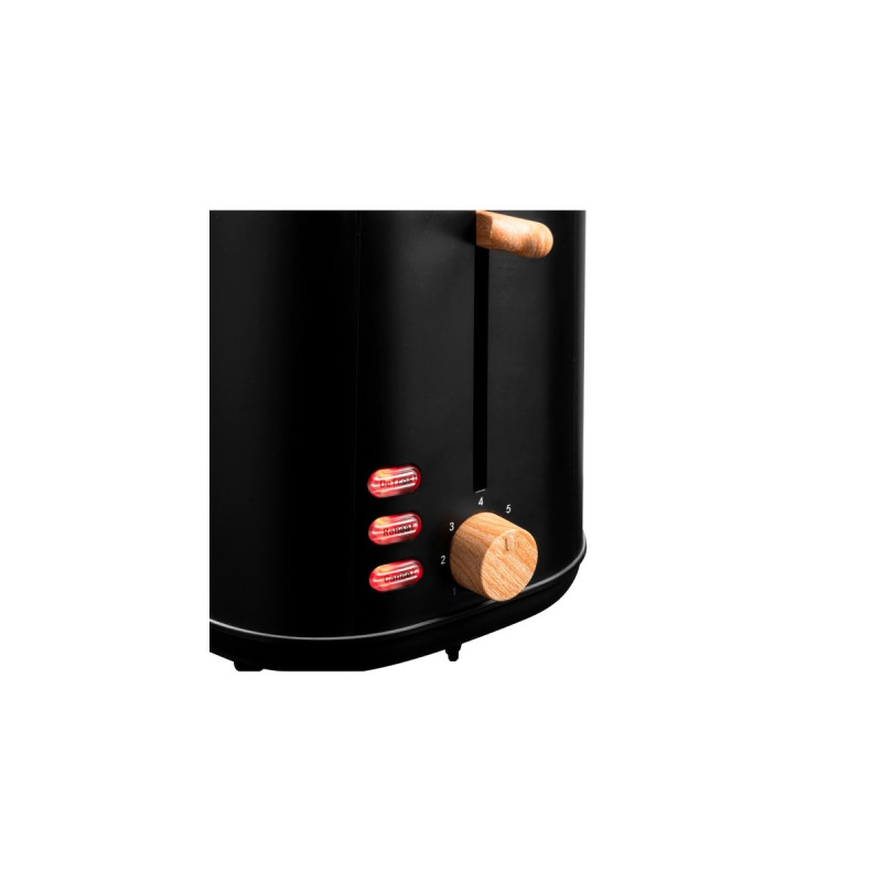 Bestron Toaster ATO850BW(schwarz/holz, 800 Watt, für 2 Scheiben Toast)
