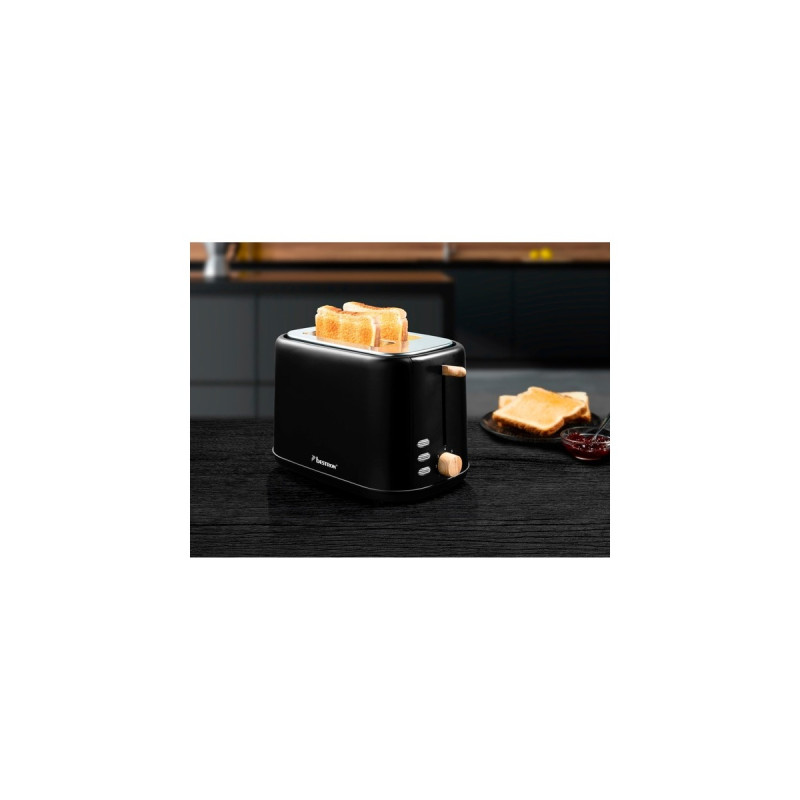 Bestron Toaster ATO850BW(schwarz/holz, 800 Watt, für 2 Scheiben Toast)