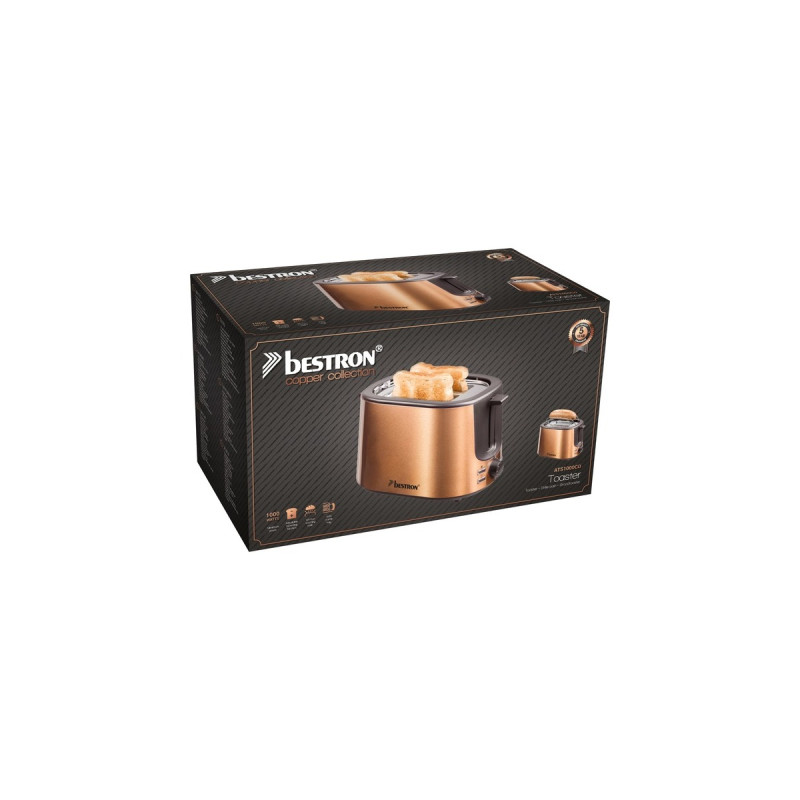 Bestron Toaster Copper Collection ATS1000CO(kupfer, 1.000 Watt, für 2 Scheiben Toast)