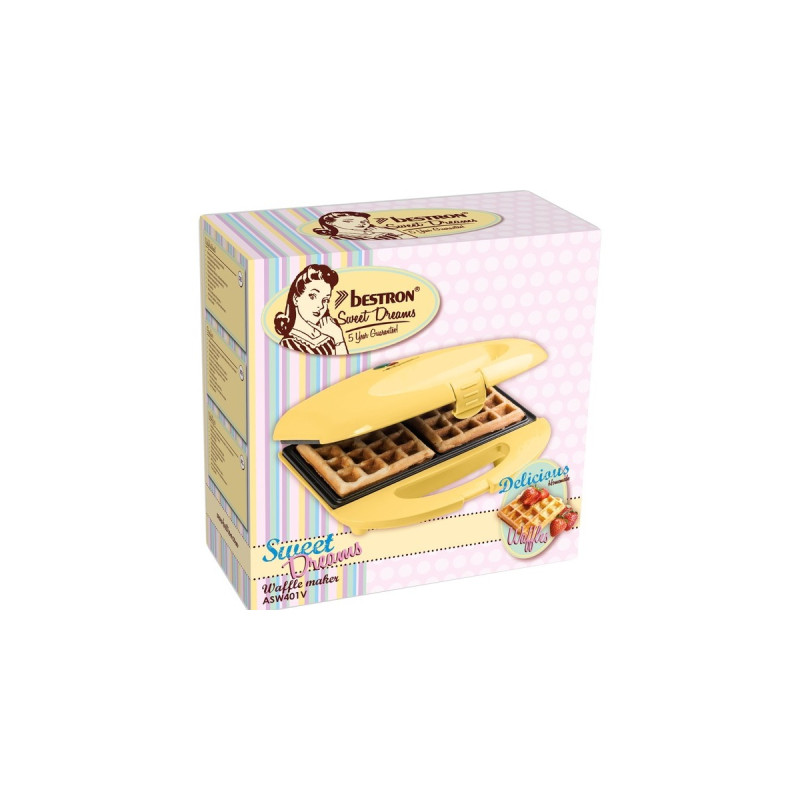 Bestron Waffeleisen ASW401V(gelb, 700 Watt)