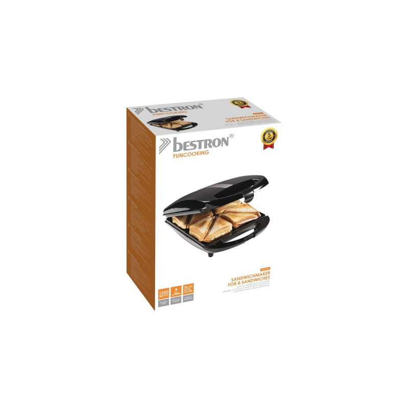Bestron XXL Sandwichtoaster ASM13XXLZ, Sandwichmaker(schwarz/edelstahl)