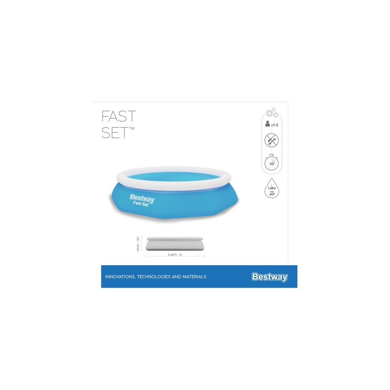 Bestway Fast Set Aufstellpool-Set, Ø 244cm x 61cm, Schwimmbad(blau/hellblau, mit Filterpumpe)