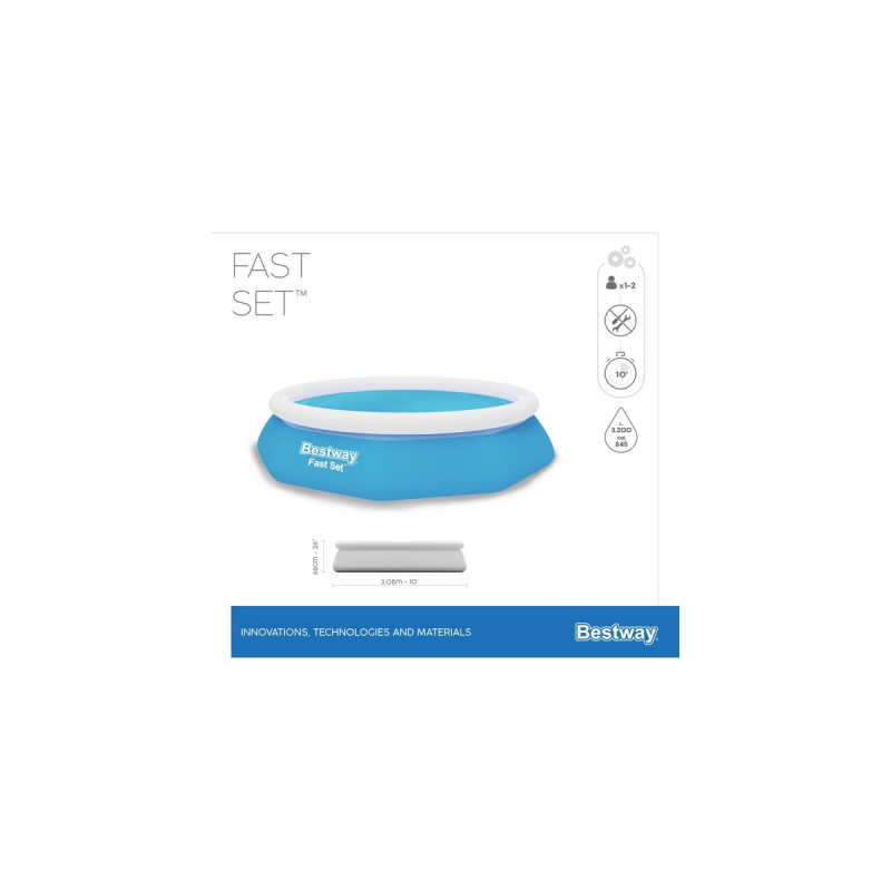 Bestway Fast Set Aufstellpool-Set, Ø 305cm x 66cm, Schwimmbad(blau/weiß, mit Filterpumpe)