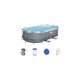 Bestway Power Steel Frame Pool-Set, 427cm x 250cm x 100cm, Schwimmbad(grau/hellblau, mit Filterpumpe)