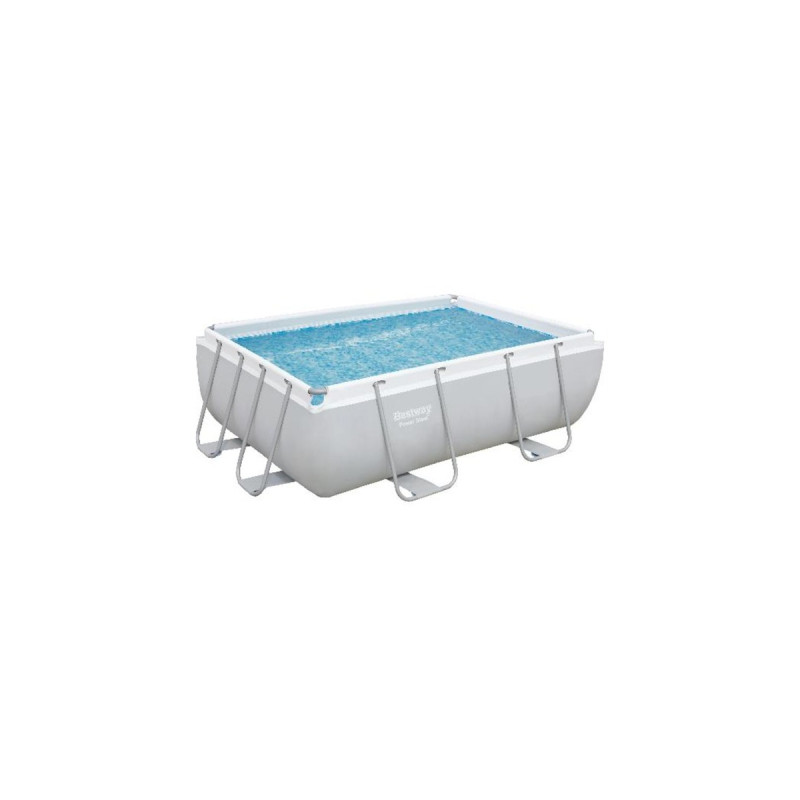 Bestway Power Steel Rectangular Frame Pool-Set, 282cm x 196cm x 84cm, Schwimmbad(hellgrau, mit Filterpumpe)