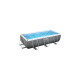 Bestway Power Steel Rectangular Frame Pool-Set, 404cm x 201cm x 100cm, Schwimmbad(grau, mit Filterpumpe)