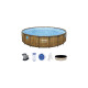 Bestway Power Steel Swim Vista Frame Pool-Set, Ø 549cm x 122cm, Schwimmbad(braun/hellblau, mit Sichtfenstern + Filterpumpe)