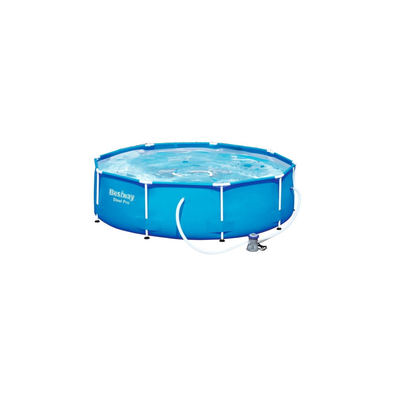 Bestway Steel Pro Frame Pool-Set, Ø 305cm x 76cm, Schwimmbad(blau, mit Filterpumpe)