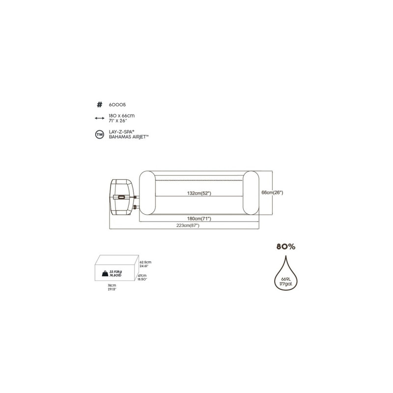 Bestway Whirlpool LAY-Z-SPA Bahamas AirJet, Ø 180cm x 66cm, Schwimmbad(grau)