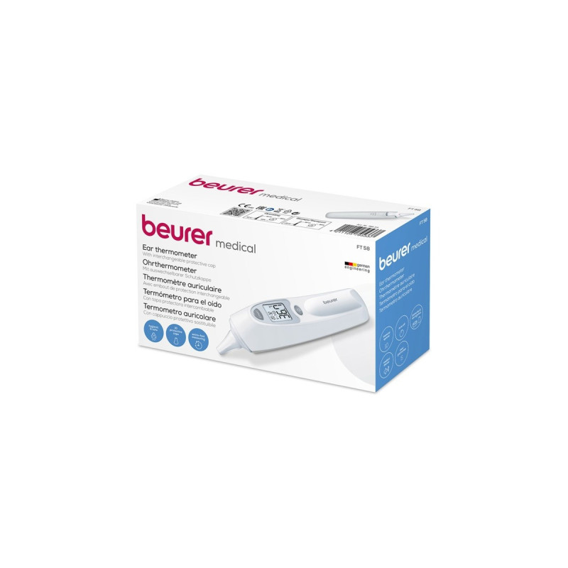 Beurer Infrarot-Fieberthermometer FT 58(silber/weiß, Ohrthermometer)