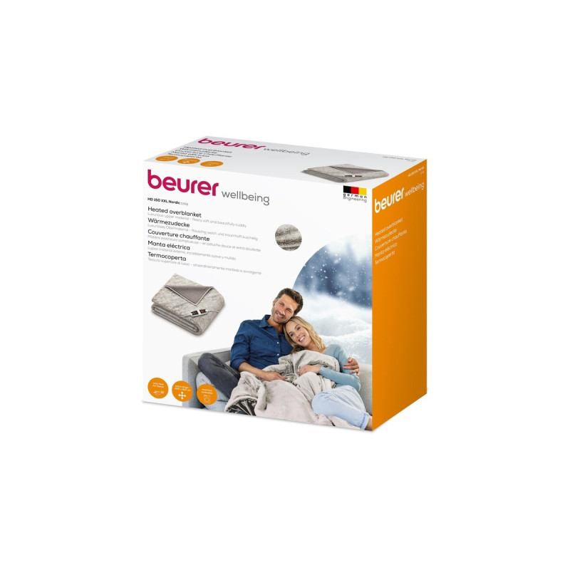 Beurer XXL Wärme-Kuscheldecke HD 150 Nordic, Heizdecke(grau, 150 x 200 cm)