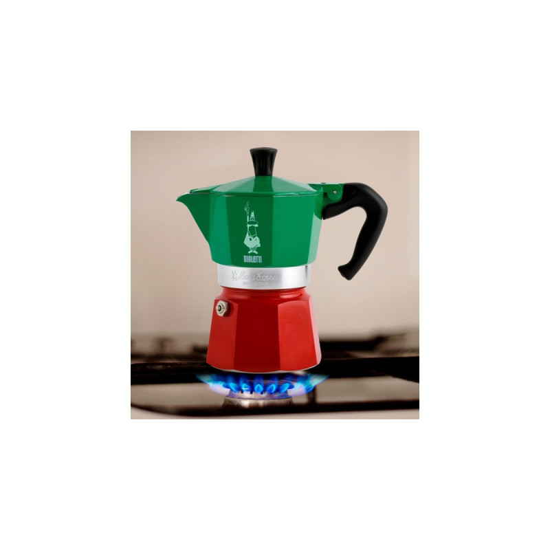 Bialetti Moka Express Tricolore, Espressomaschine(grün/rot, 3 Tassen)