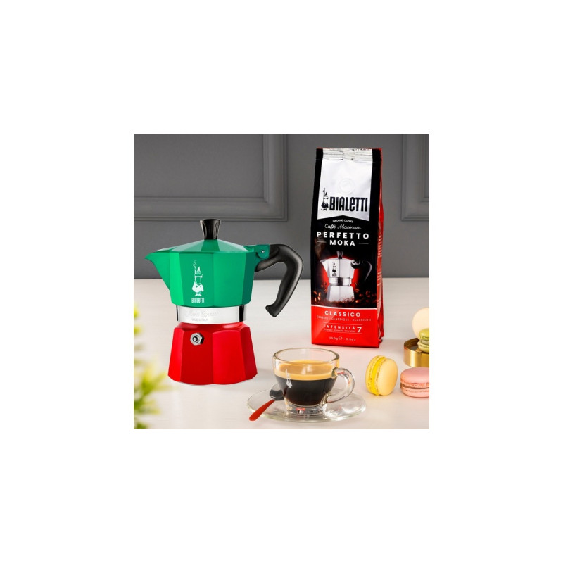 Bialetti Moka Express Tricolore, Espressomaschine(grün/rot, 3 Tassen)