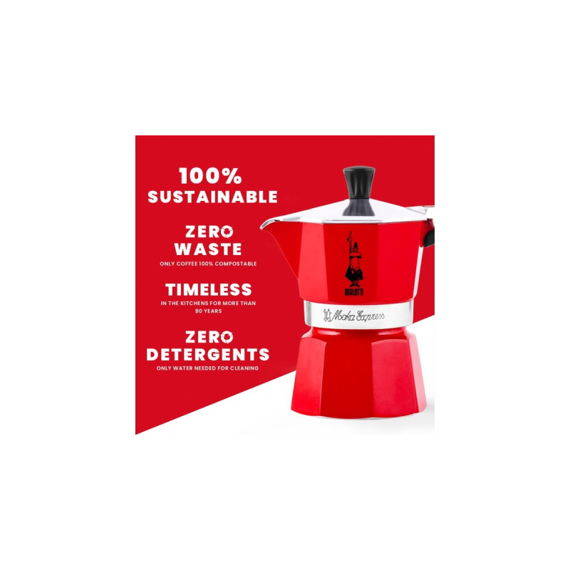 Bialetti Moka Express, Espressomaschine(rot, 6 Tassen)