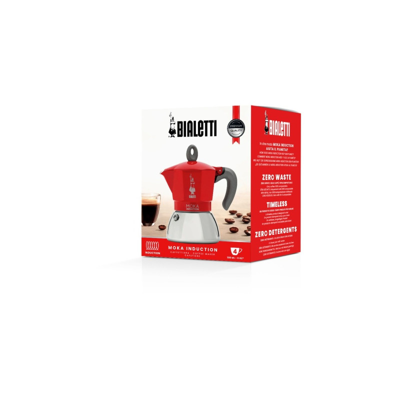 Bialetti Moka Induction, Espressomaschine(rot/silber, 4 Tassen)