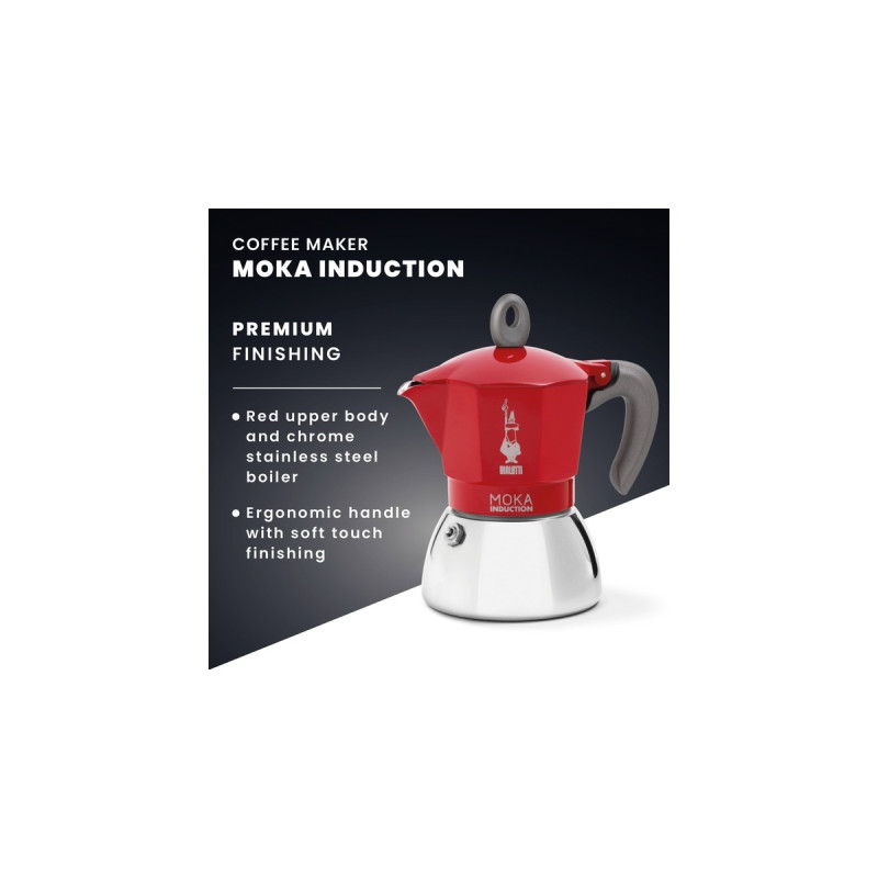 Bialetti Moka Induction, Espressomaschine(rot/silber, 6 Tassen)