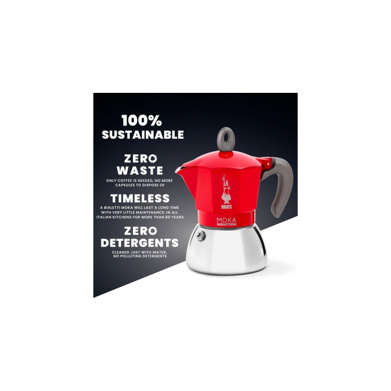 Bialetti Moka Induction, Espressomaschine(rot/silber, 6 Tassen)
