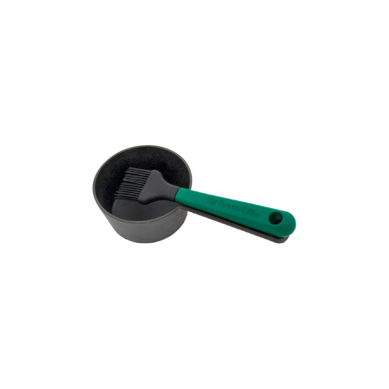 Big Green Egg Gusseisen-Saucentopf mit Pinsel, Ø 12cm(anthrazit/grün, für Big Green Egg MiniMax, Small, Medium, Large, XLarge, 2XL)