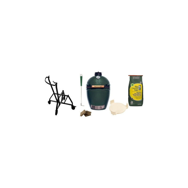 Big Green Egg Large, Starter-Paket, Holzkohlegrill(grün, Ø 46cm)