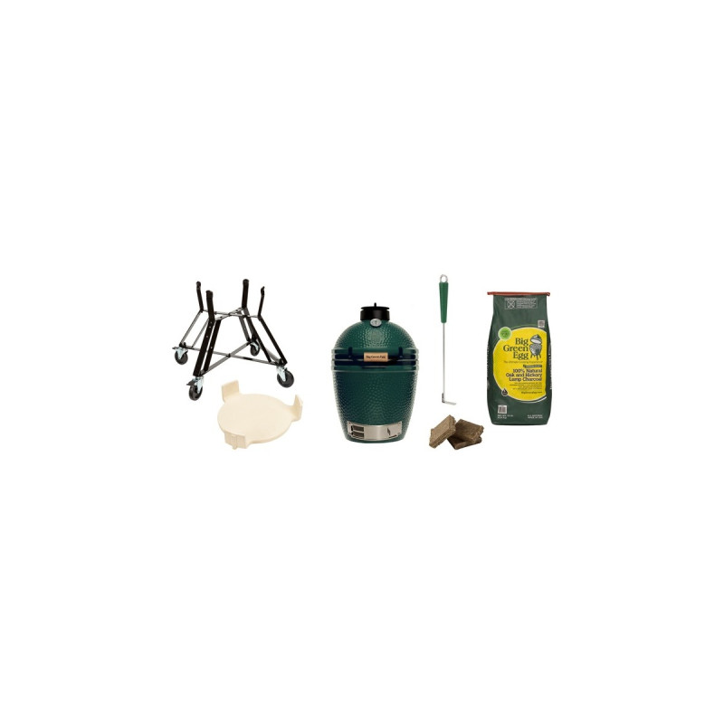 Big Green Egg Medium, Starter-Paket, Holzkohlegrill(grün, Ø 40cm)