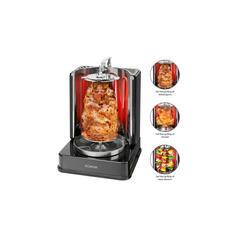 Bomann Döner-Multigrill DVG 3006 CB, Elektrogrill(schwarz, 1.400 Watt)