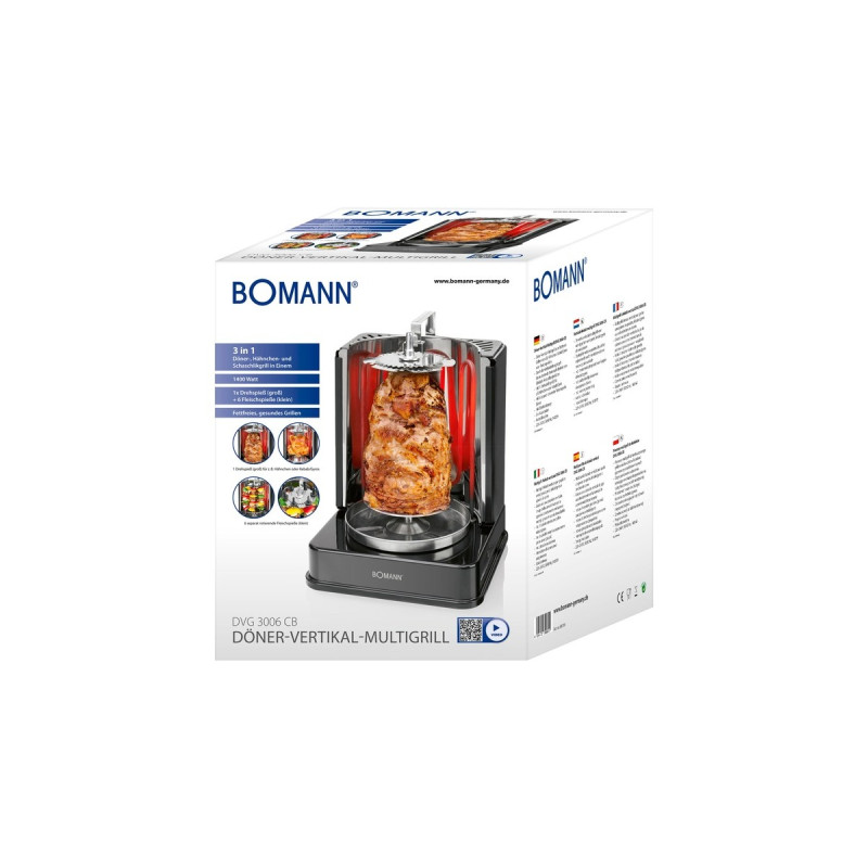 Bomann Döner-Multigrill DVG 3006 CB, Elektrogrill(schwarz, 1.400 Watt)