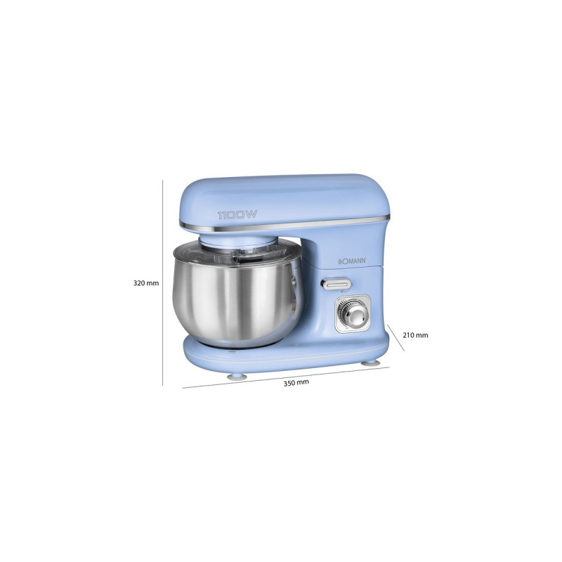 Bomann Knetmaschine KM 6030, Küchenmaschine(hellblau/silber, 1.100 Watt)