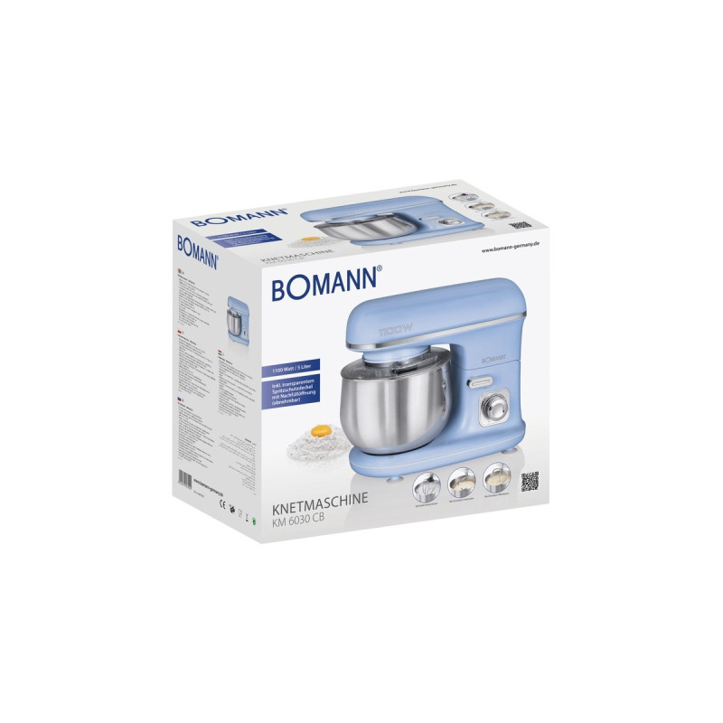 Bomann Knetmaschine KM 6030, Küchenmaschine(hellblau/silber, 1.100 Watt)