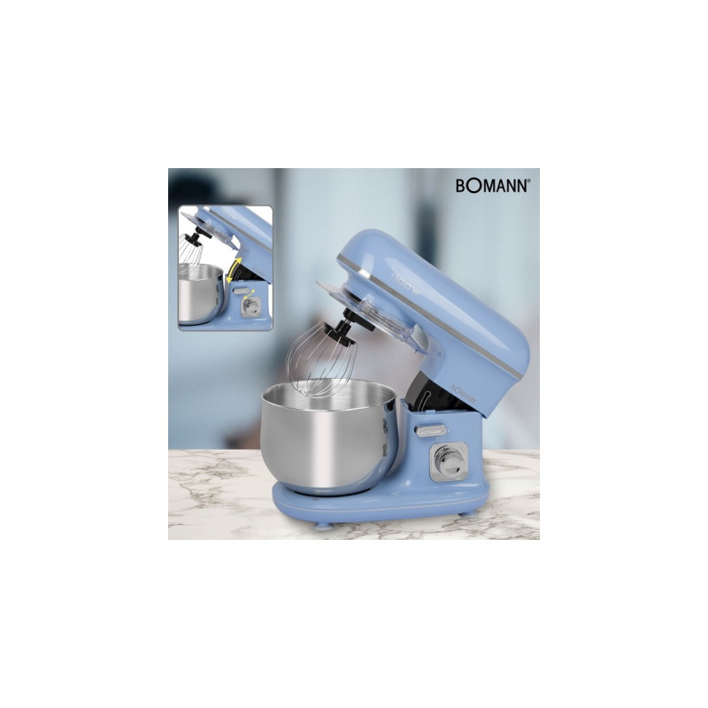 Bomann Knetmaschine KM 6030, Küchenmaschine(hellblau/silber, 1.100 Watt)