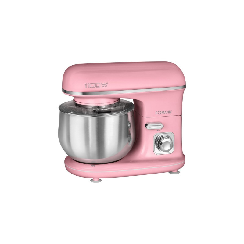 Bomann Knetmaschine KM 6030, Küchenmaschine(rosa/silber, 1.100 Watt)