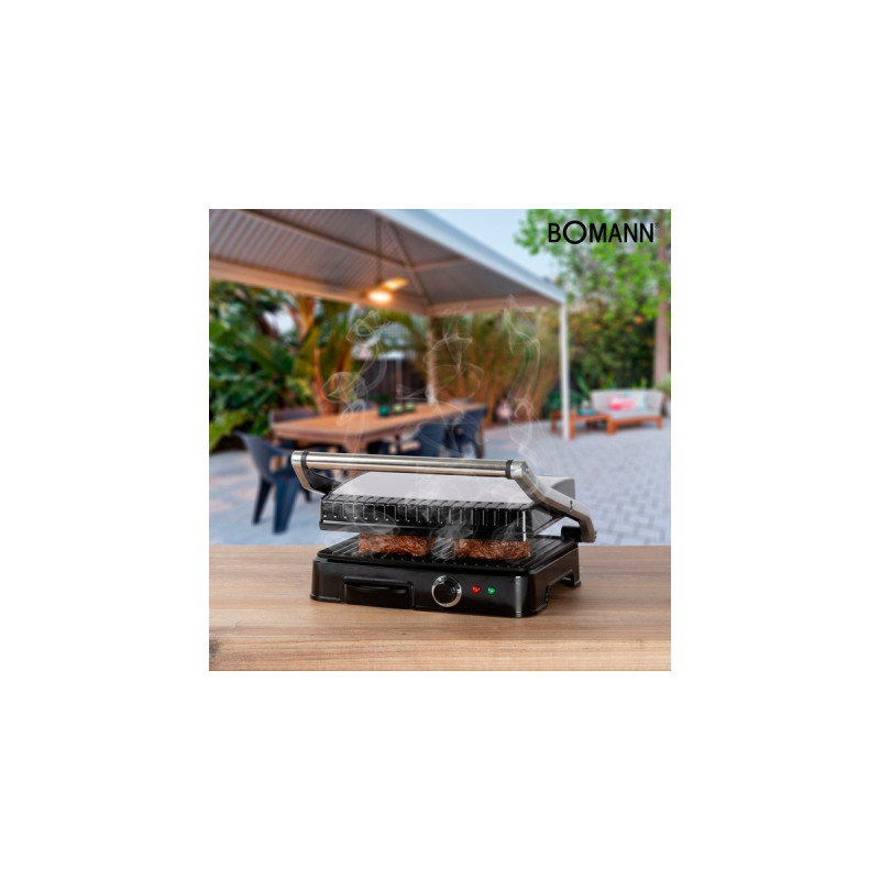 Bomann Kontaktgrill KG 2242 CB(edelstahl/schwarz, 2.000 Watt)
