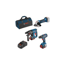 Bosch 18V-Set Bohrschrauber GSR 18V-28 + GBH 18 V-21 + GWS 18V-Li Professional(blau/schwarz, 2x Li-Ionen Akku 5,0Ah, Tasche)