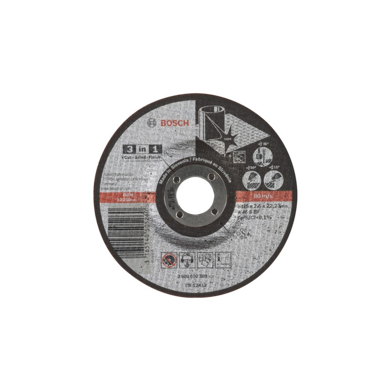 Bosch 3-in-1-Trennscheibe, Ø 125mm(Bohrung 22,23mm, A 46 S BF, gekröpft)