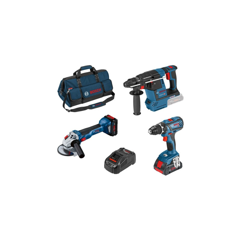 Bosch 3-teiliges 18Volt-Werkzeug-Set, GSR + GWS + GBH, ProCORE(blau, 2x Li-Ion Akku ProCORE18V (1x 8,0Ah, 1x 4,0Ah))
