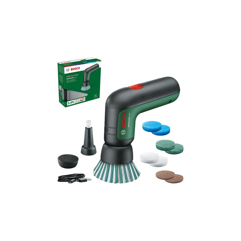 Bosch Akku-Bürste UniversalBrush Set, 3,6Volt, Bürstenschleifer(grün/schwarz, mit Zubehör-Set)