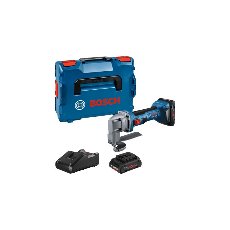 Bosch Akku-Blechschere GSC 18V-16 E Professional, 18Volt(blau/schwarz, 2x Akku ProCORE18V 4,0Ah, in L-BOXX)