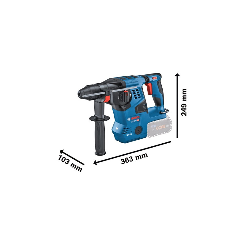 Bosch Akku-Bohrhammer GBH 18V-28 C Professional solo, 18Volt(blau/schwarz, ohne Akku und Ladegerät, mit Bluetooth)