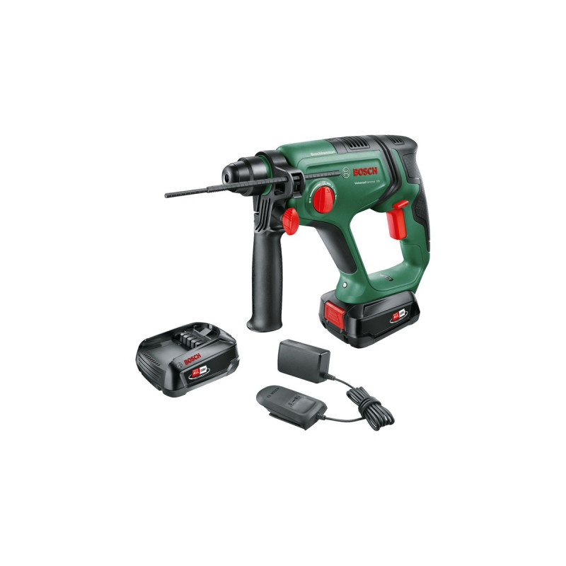 Bosch Akku-Bohrhammer UniversalHammer 18V(grün/schwarz, 2x Li-Ionen Akku 2,5Ah, Koffer, POWER FOR ALL ALLIANCE)