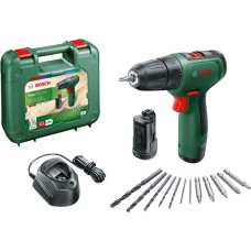 Bosch Akku-Bohrschrauber EasyDrill 1200 + Bit- und Bohrer-Set(grün/schwarz, 2x Li-Ionen Akku 1,5Ah, Koffer)