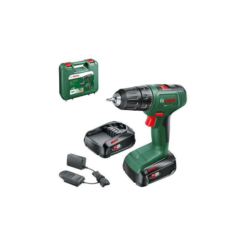 Bosch Akku-Bohrschrauber EasyDrill 18V-40(grün/schwarz, 2x Li-Ionen Akku 1,5Ah, Koffer, POWER FOR ALL ALLIANCE)