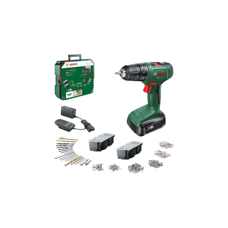 Bosch Akku-Bohrschrauber EasyDrill 18V-40 + SystemBox(grün/schwarz, Li-Ionen Akku 1,5Ah, Koffer, POWER FOR ALL ALLIANCE)