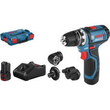 Bosch Akku-Bohrschrauber GSR 12V-15 FC Professional, 12Volt(blau/schwarz, 2x Li-Ionen Akku 2,0Ah, in L-BOXX)